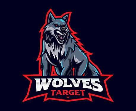 Wolves mascot symbol design. Angry wolf vector illustration. symbol illustration for mascot or symbol and identity, emblem sports or e-sports gaming team