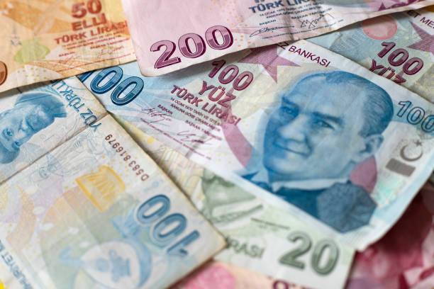 turecka waluta zwana lira tło. - pound symbol ten pound note british currency paper currency zdjęcia i obrazy z banku zdjęć