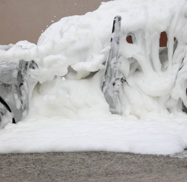 istock covered car with white foam after the collision 1406252445