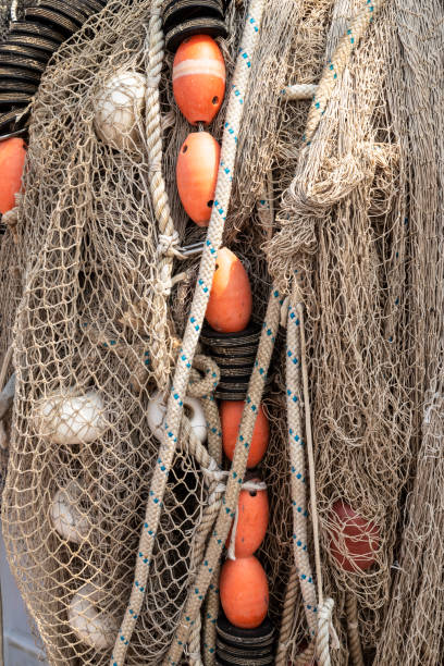 istock Several fishing nets that are dried on the quay in Urk. 1406252652