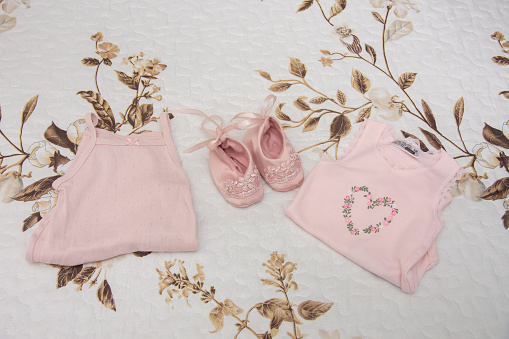 new pink Baby shoes for christening ,