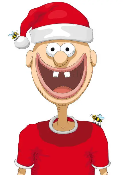 Vector illustration of Character with Santa Claus hat, vector illustration.