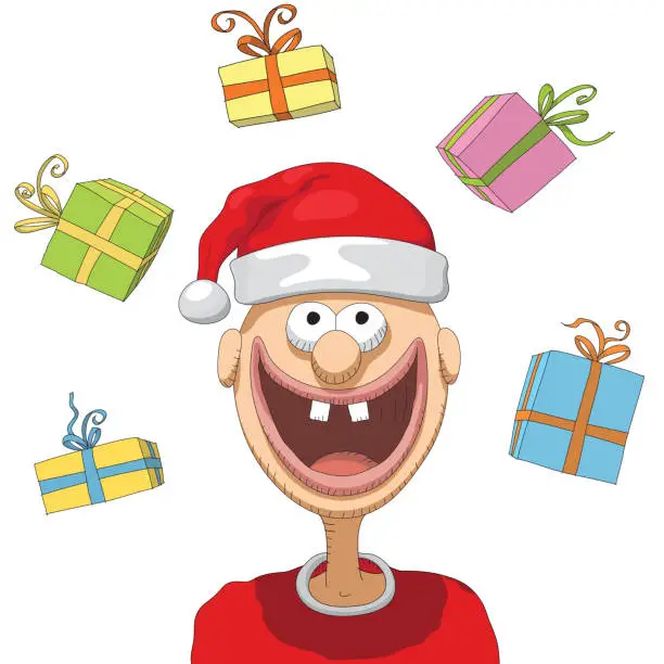 Vector illustration of Character with Santa Claus hat, vector illustration.