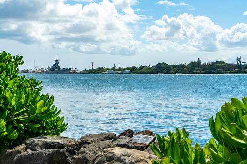 Beautiful afternoon at the Pearl Harbor in Honolulu, Hawaii