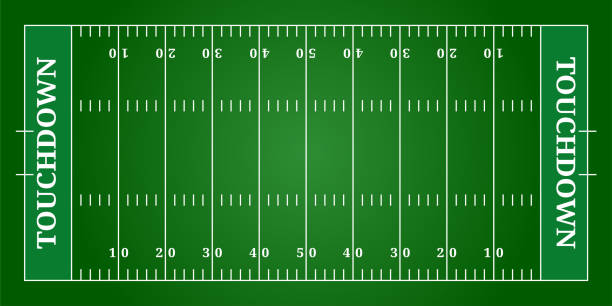 American football field, top view American football field, top view wide receiver athlete stock illustrations