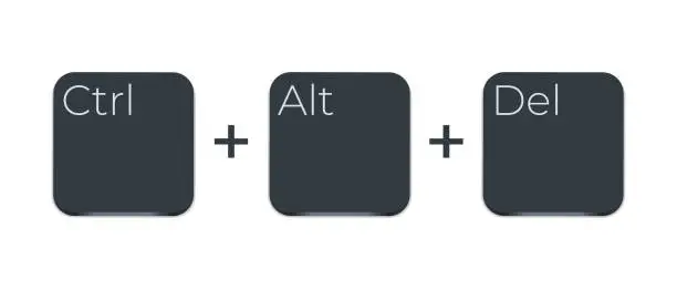 Vector illustration of Ctrl, alt and del ,Three buttons for fix computer hanging problem