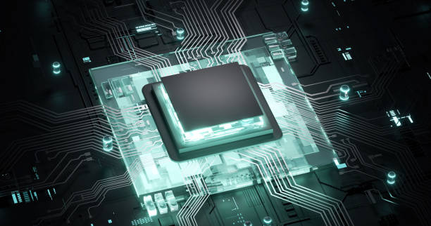 istock 3D rendering of cyberpunk AI. Circuit board. Technology background. Central Computer Processors CPU and GPU concept. Motherboard digital chip. Tech science background. 1406278735