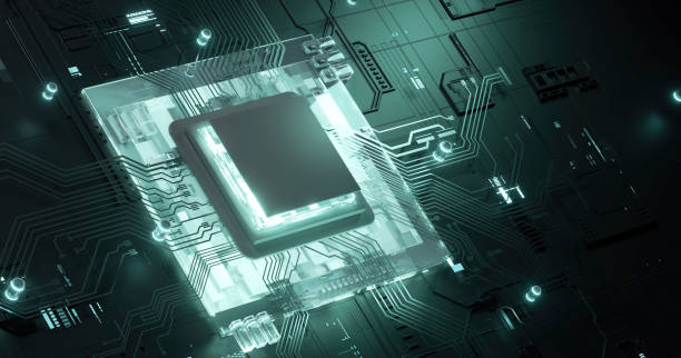 istock 3D rendering of cyberpunk AI. Circuit board. Technology background. Central Computer Processors CPU and GPU concept. Motherboard digital chip. Tech science background. 1406278739