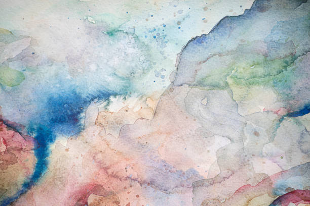 Soft colored abstract nature watercolor background stock photo