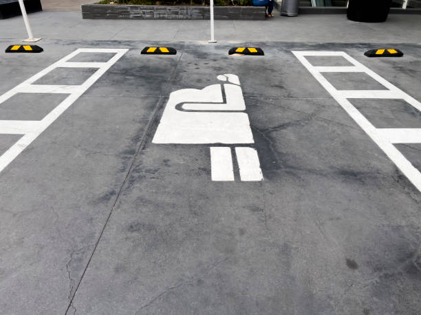 istock Row of accessible parking spaces 1406283859