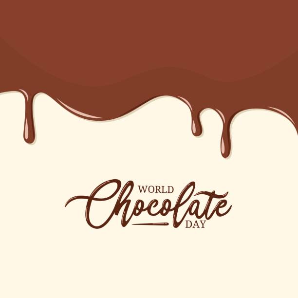 Vector illustration, melted chocolate, handwritten World Chocolate Day, Ideas for posters or packaging. Vector illustration, melted chocolate, handwritten World Chocolate Day, Ideas for posters or packaging. chocolate stock illustrations