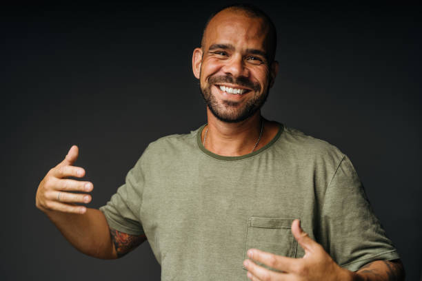 istock Happy and relaxed middle aged man in studio 1406290040
