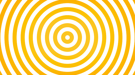 Circle white and yellow background. Abstract round illusion yellow alternating white background. Vector illustration.