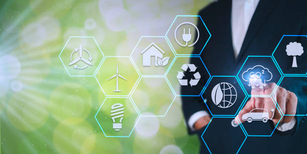 istock Symbol of protecting the planet from global warming and climate change. Development into business for environment from renewable energy Reduce fuel consumption, reduce greenhouse effect, plant trees 1406293974