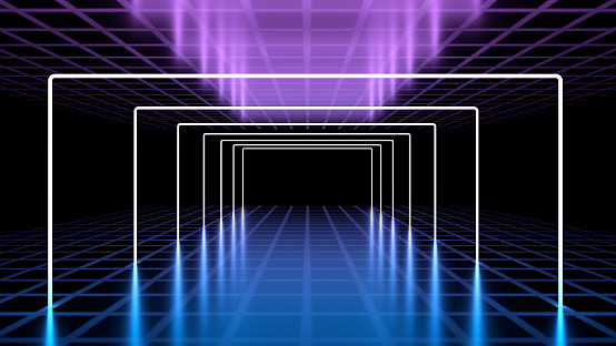 Futuristic Dark Tunnel with Lights