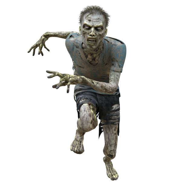 Zombie male isolated white background 3d illustration stock photo