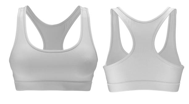 mockup reggiseno sportivo da donna (rendering fotorealistico 3d) nero - reggiseno sportivo foto e immagini stock