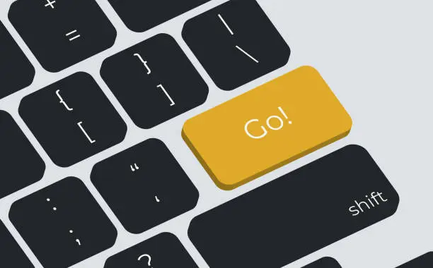 Vector illustration of GO button in yellow on a computer keyboard