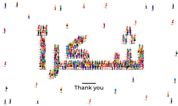 istock A large group of people form to create the word Shukran in Arabic script. Shukran means Thank you in Arabic. Vector illustration. 1406304042