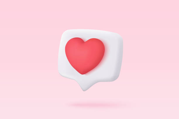 istock 3D social media online platform concept, online social communication on applications, Photo frame with heart and love emoji icon, like and play in red bubble icons. 3d heart vector render concept 1406311341