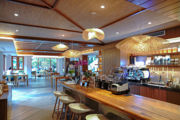 istock Restaurant and lounge bar interior, part of hotel 1406315042