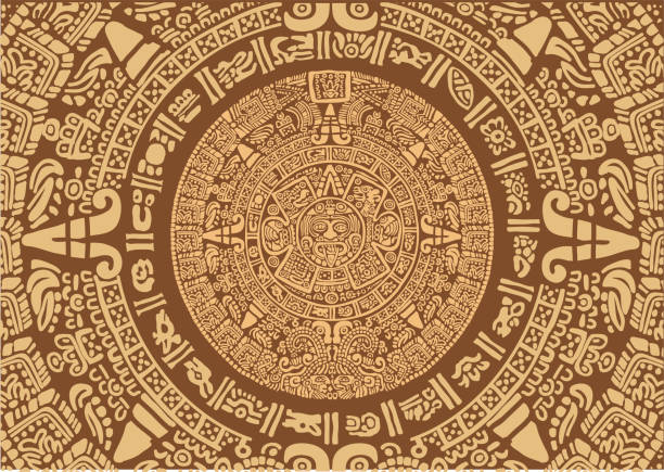 illustrations, cliparts, dessins animés et icônes de calendrier, signes et symboles des anciens peuples d’amérique latine mayas et toltèques - solar calendar