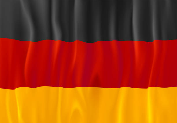 istock Black red and yellow waving flag of Germany. 3d vector illustration 1406319998