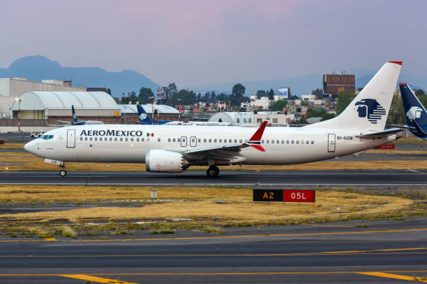 AeroMexico Boeing 737 MAX 8 airplane Mexico City airport in Mexico stock photo