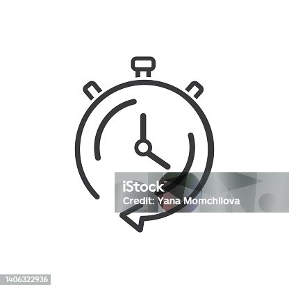 istock Stopwatch with an arrow,  vector, icon. 1406322936