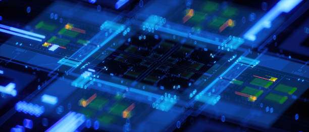 istock 3D rendering of cyberpunk AI. Circuit board. Technology background. Central Computer Processors CPU and GPU concept. Motherboard digital chip. Tech science background. 1406326572