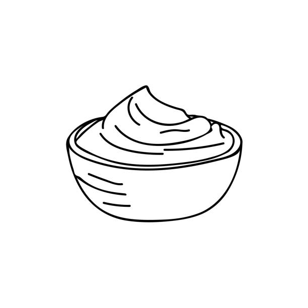 Hand drawn yoghurt illustration in vector. Yoghurt doodle illustration in vector. Diary product doodle illustration Yoghurt doodle illustration in vector. Diary product doodle illustration. Hand drawn yoghurt illustration in vector. clotted cream stock illustrations