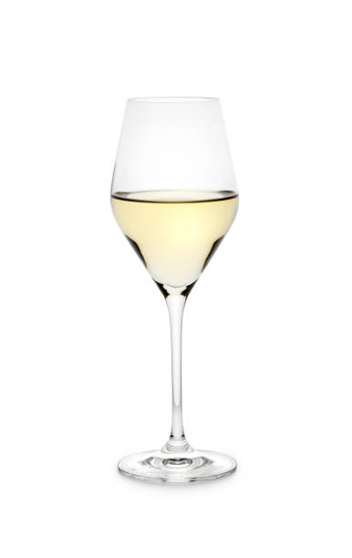 Glass of white wine Chardonnay Glass of white wine Chardonnay on white background, with clipping path. chardonnay grape stock pictures, royalty-free photos & images