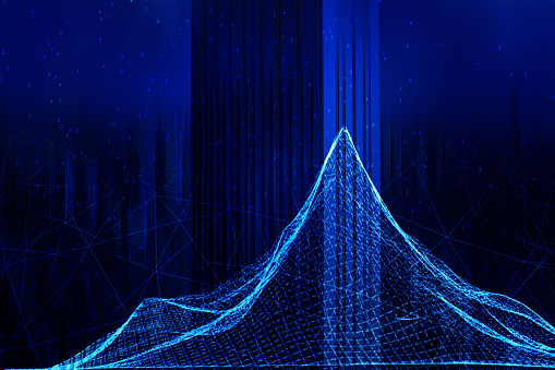 HUD Futuristic Blue Element Wave Big Data Flow Transfer Simulation Concept.