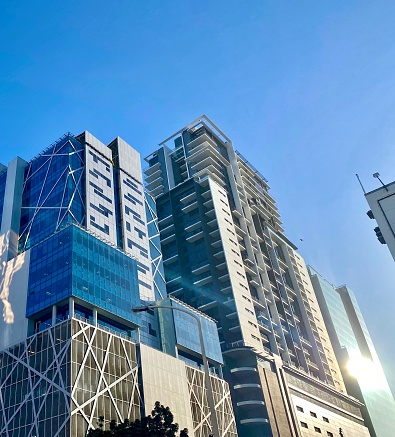 Modern high rise  building in early morning sun