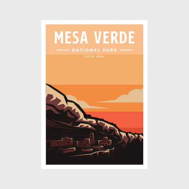 Vector illustration of Mesa Verde National Park poster vector illustration design