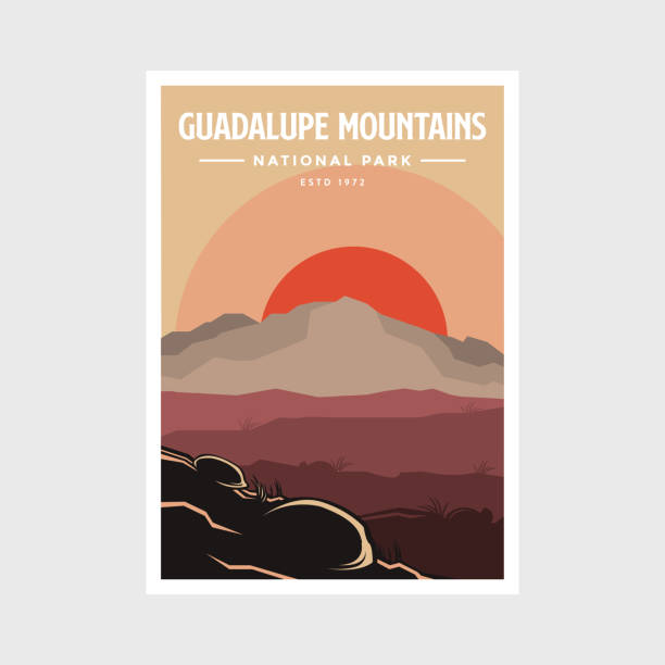 Guadalupe Mountains National Park poster vector illustration design Guadalupe Mountains National Park poster vector illustration design carlsbad texas stock illustrations