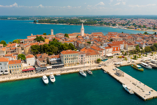 Aerial view of Porec town, Istra, Croatia