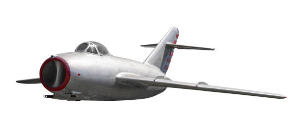 Old jet fast military aircraft fighter. Isolated on the white background