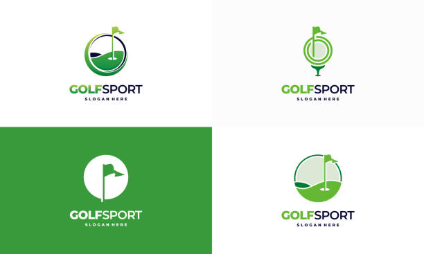 zestaw koncepcji wzorów symboli iconic golf, wektor koncepcyjny projektów symboli golf land - golf swing golf golf club golf ball stock illustrations