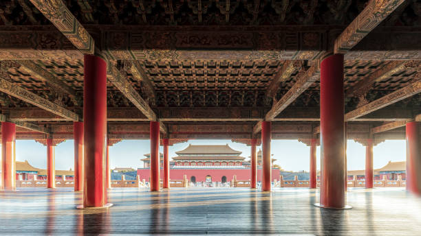 taihe hall of forbidden city - palace gate imagens e fotografias de stock