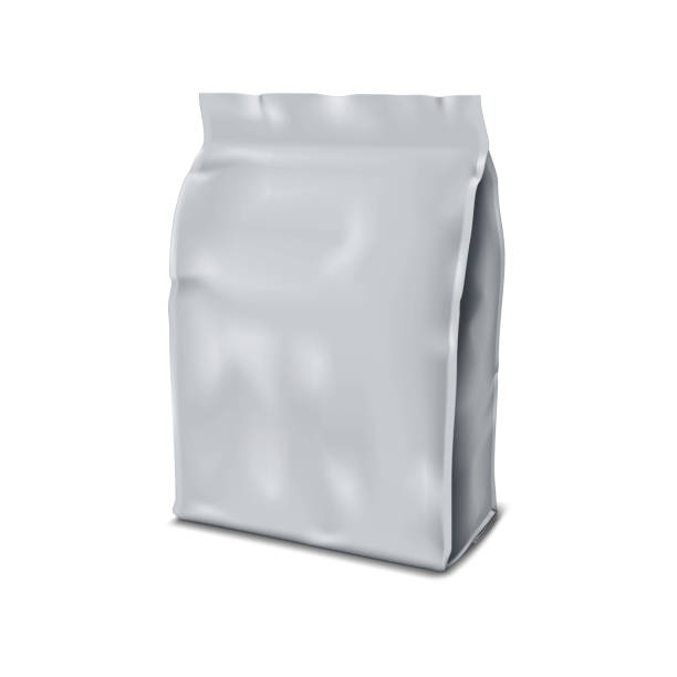 istock Food bag package realistic vector mock-up. Blank side gusset stand-up pouch packaging mockup 1406344128