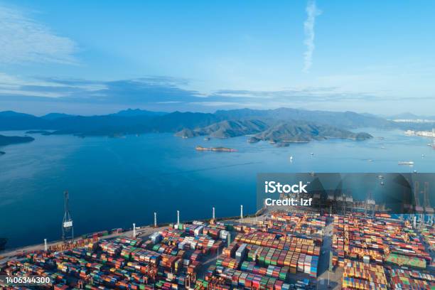 Shenzhen China Circa 2022 Aerial View Of Yantian International Container Terminal In Shenzhen City China Stock Photo - Download Image Now