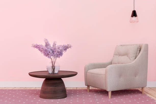 istock 3d rendered illustration of a stylish modern sofa on a pink carpet. 1406347920