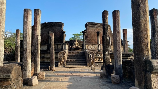 Polonnaruwa, Sri Lanka – April 21, 2022: The King’s Audience Hall at the ancient city Polonnaruwa, Sri Lanka.