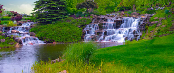 istock Waterfall- with bench in Fishers-Hamilton County Indiana 1406355092