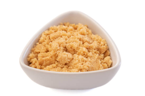 Vergeoise sugar in a dish on a white background