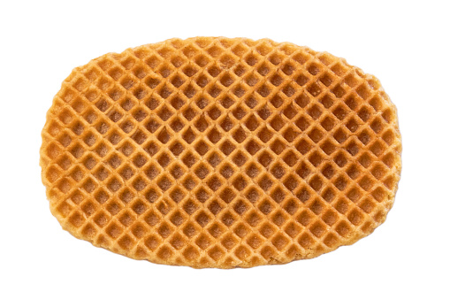 Sweet waffle with isolated Vergeoise on a white background