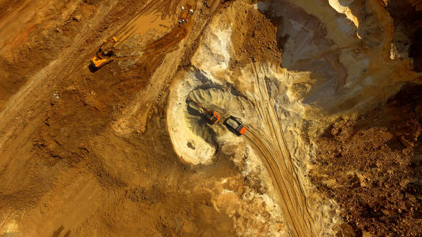 istock sand quarry, sand extraction, drone photo, 1406359142