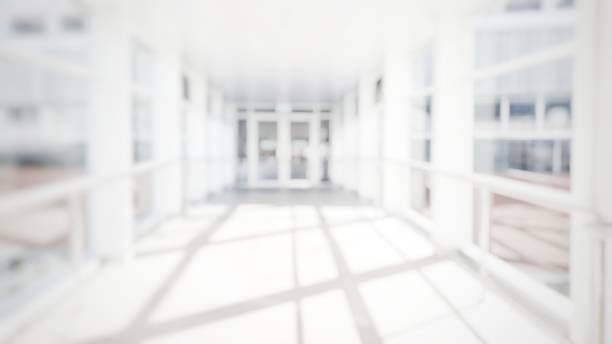 Blur abstract background of corridor in clean hospital. Blurred view of aisle in office with light floor. Blurry lobby and waiting area in hotel. Defocused empty area for event hall in shopping mall desenfoque el fondo abstracto del pasillo en el hospital limpio. vista borrosa del pasillo en la oficina con suelo ligero. vestíbulo borroso y zona de espera en el hotel. zona vacía desenfocada para salón de eventos en el centro comercial