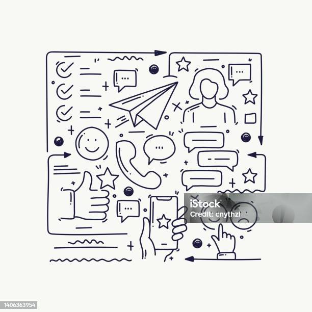 Feedback Message Drawing Feedback And Testimonials Related Doodle Illustration Hand Drawn ...